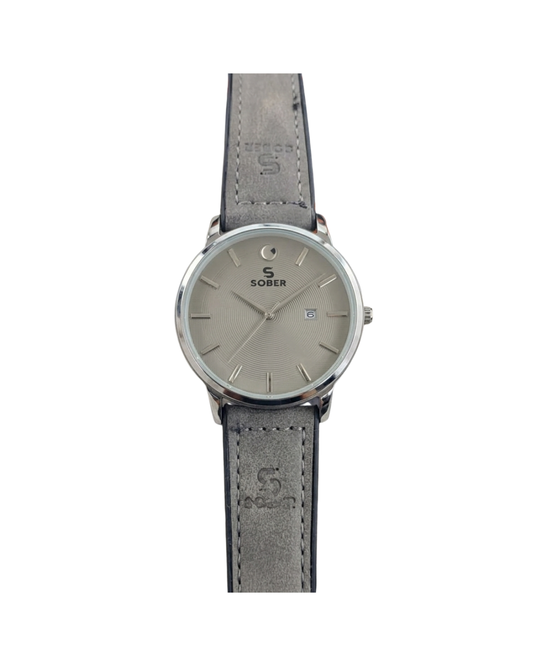 Sober Men's Artisan Series Leather Strap Taupe Gray Analog Watch