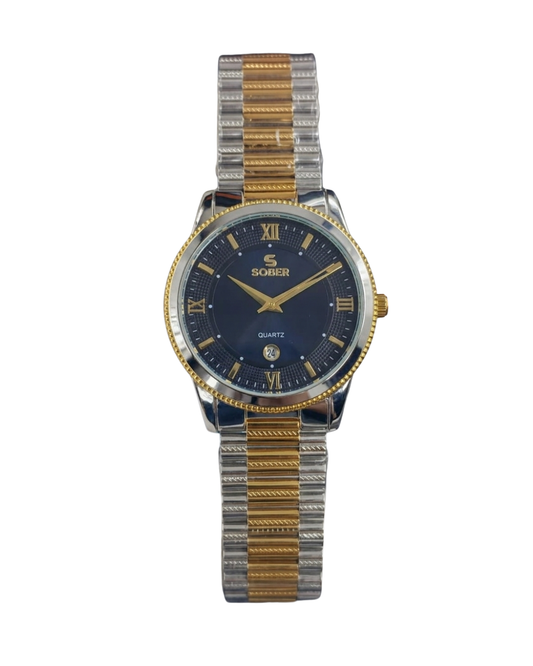 Sober Men's Golden Blue Stainless Steel Imperial Analog Watch