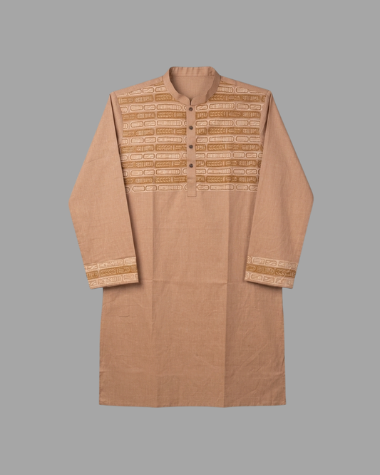 Premium Golden Earth Geometric Panjabi