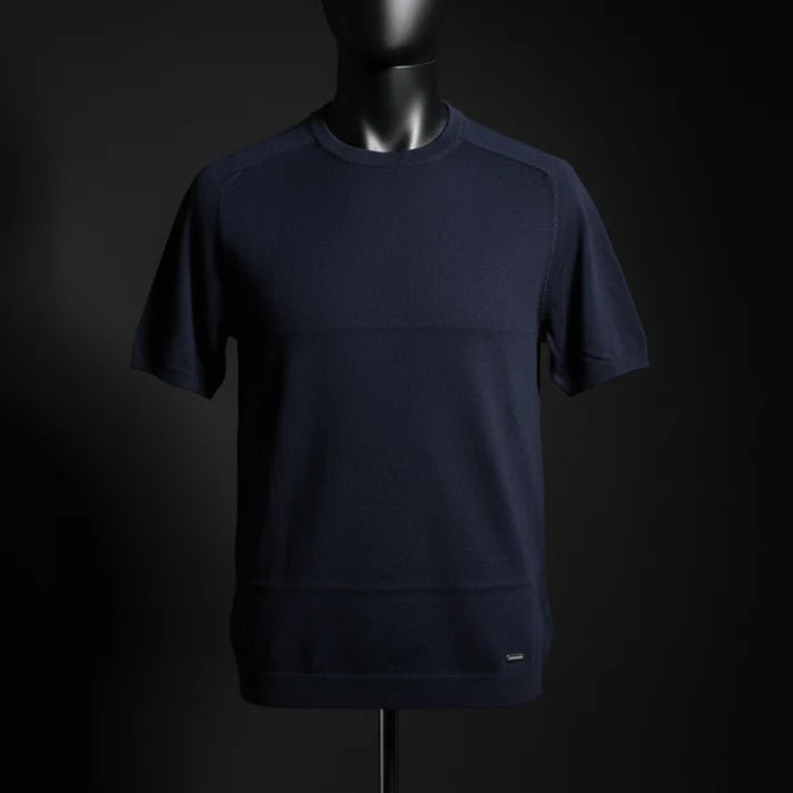 Navy Round Neck Knitted T-Shirt - Bangladesh Business Club