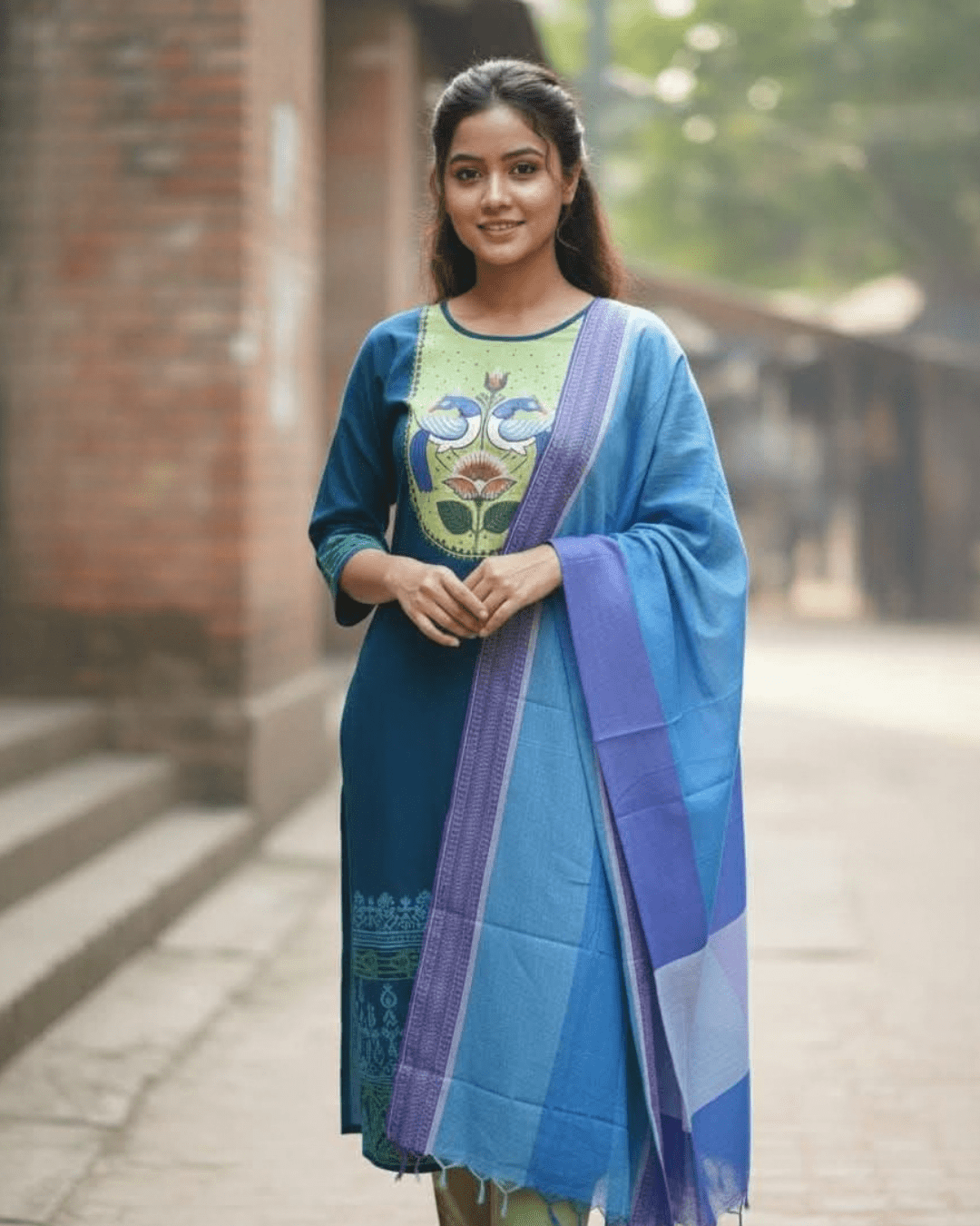 Premium Azure Heritage Bird Motif Three - Piece - Bangladesh Business Club