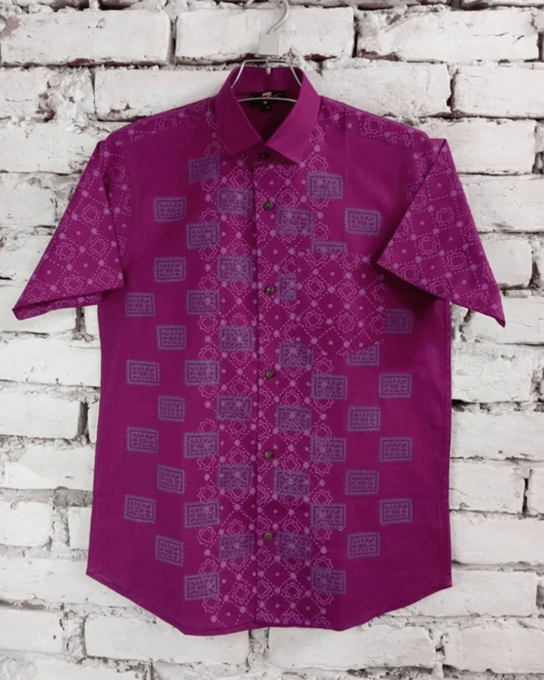 Premium Magenta Heritage Geometric Shirt - Bangladesh Business Club
