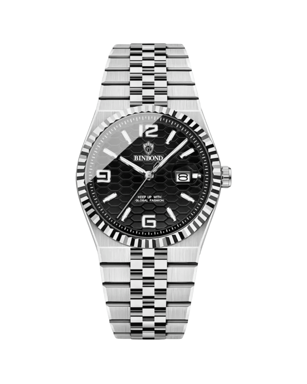 BINBOND B102 Black Rhombus Mirror Dial Men's Watch