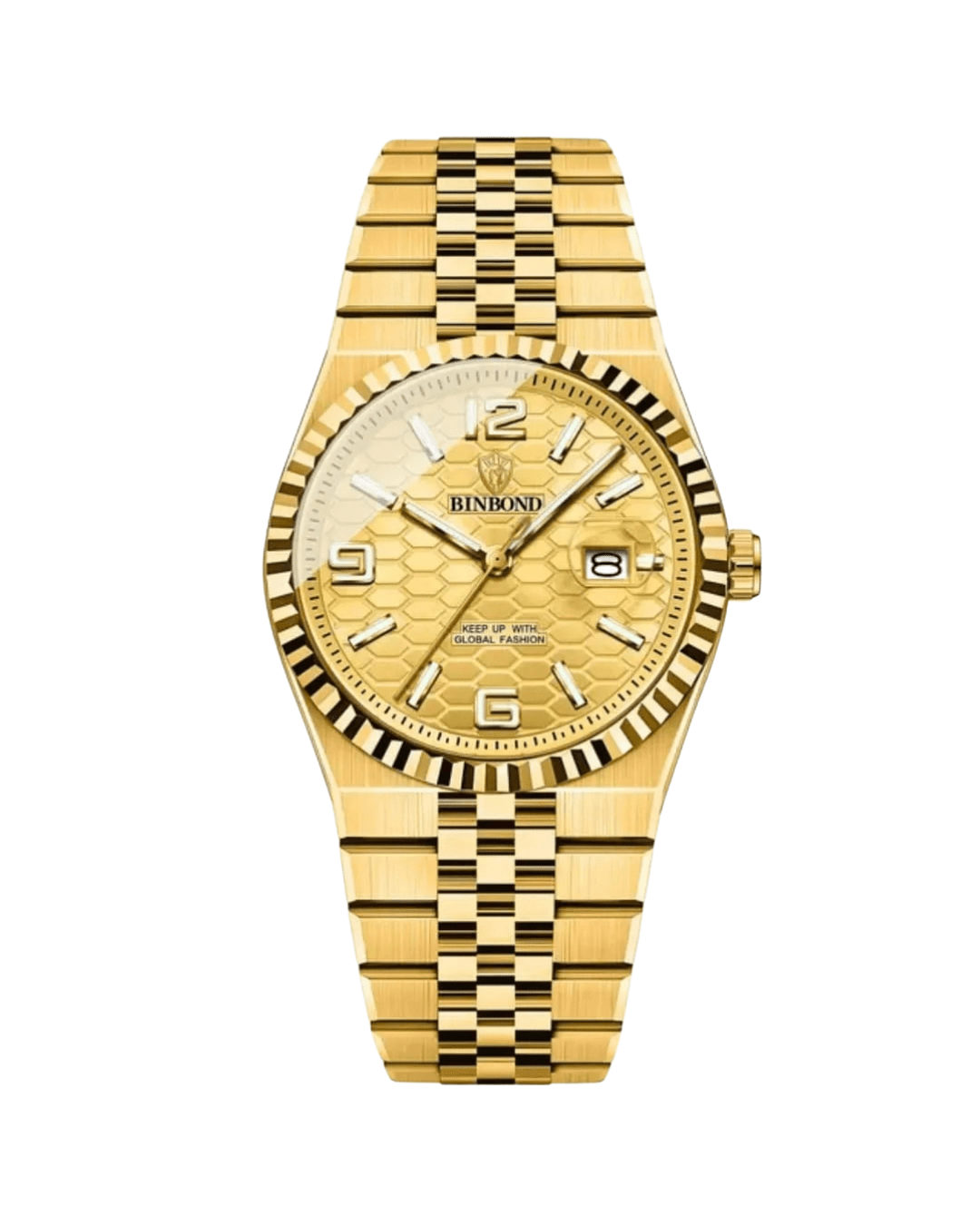 BINBOND B102 Golden Rhombus Mirror Dial Men's Watch