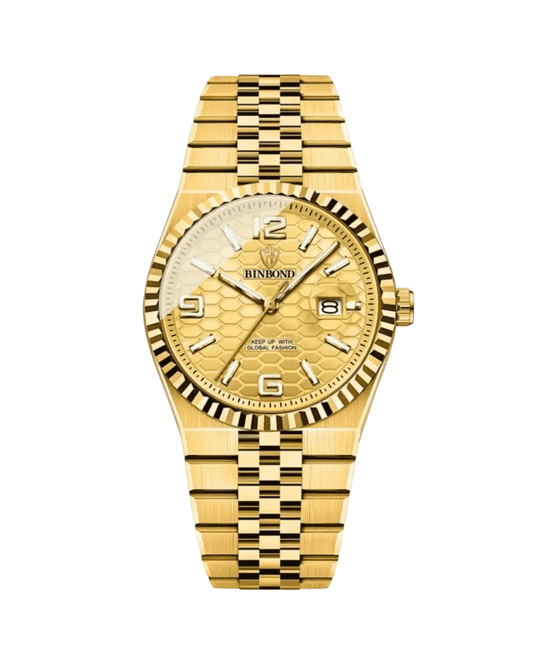 BINBOND B102 Golden Rhombus Mirror Dial Men's Watch