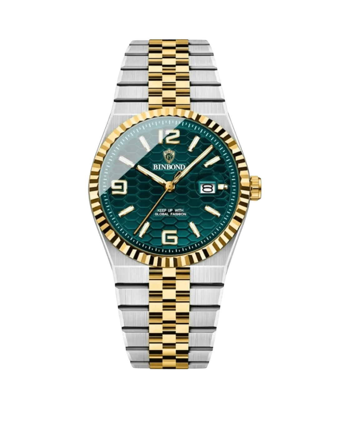 BINBOND B102 Green Rhombus Mirror Dial Men's Watch