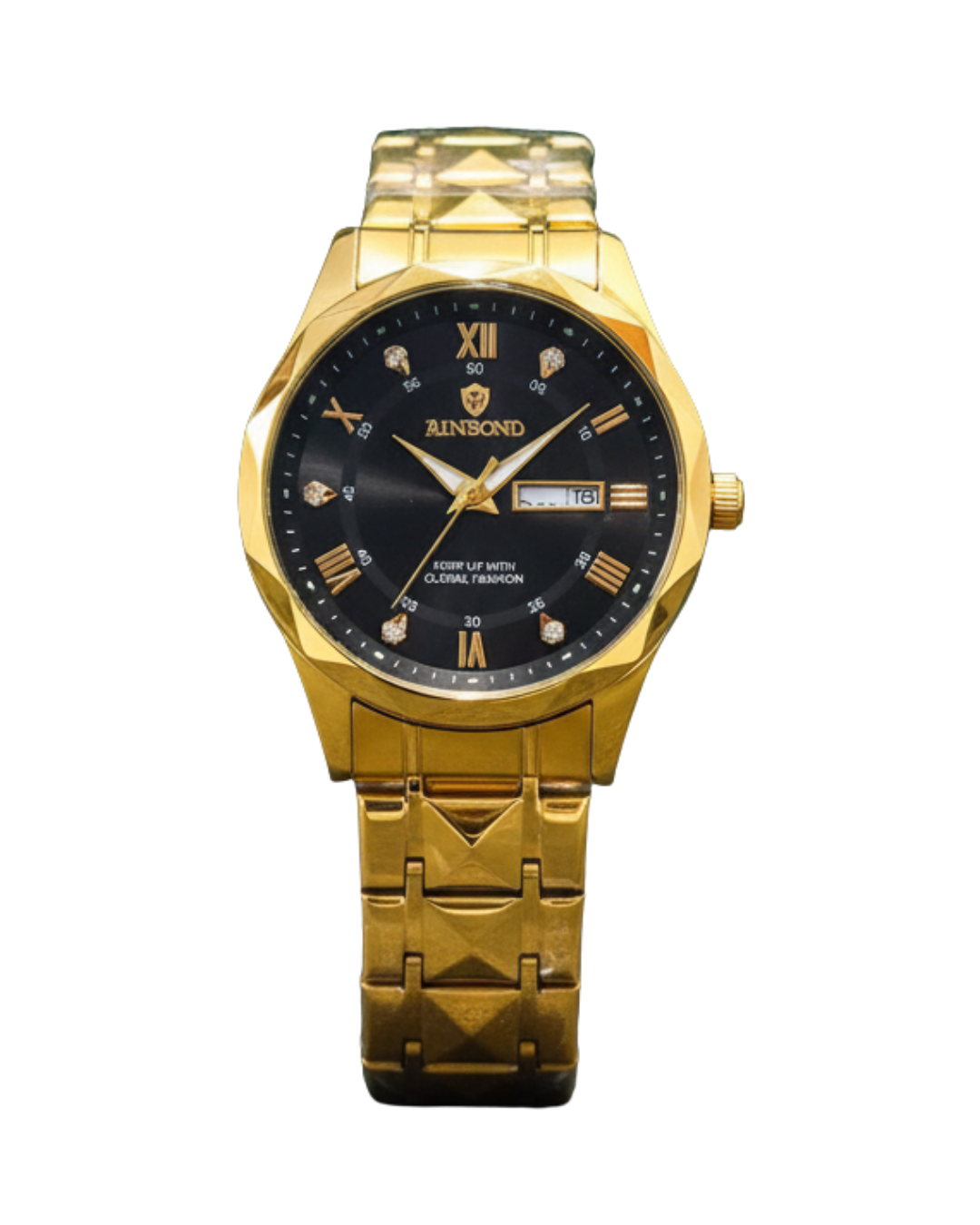 BINBOND MT-13720 Men's Golden Black Stainless Steel Elegant Watch