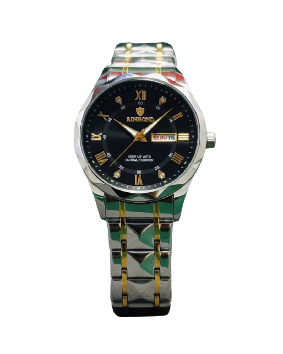 BINBOND MT-13720 Men's Silver Black Stainless Steel Elegant Watch