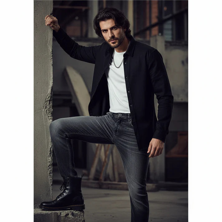 Charcoal Denim Jeans - Slim Straight