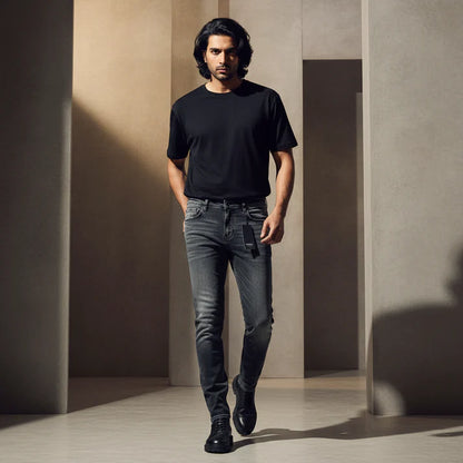 Charcoal Denim Jeans - Slim Straight 2