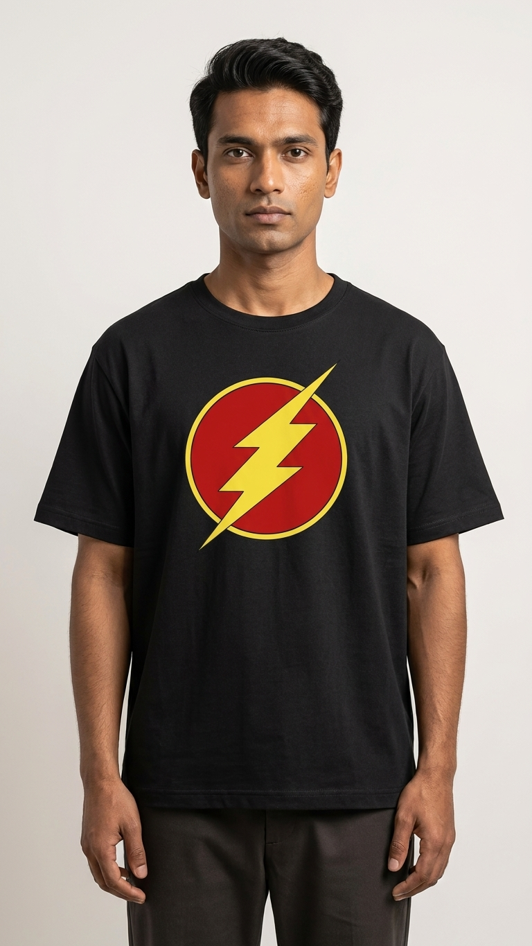 The Flash Lightning Logo Graphic Black T-Shirt