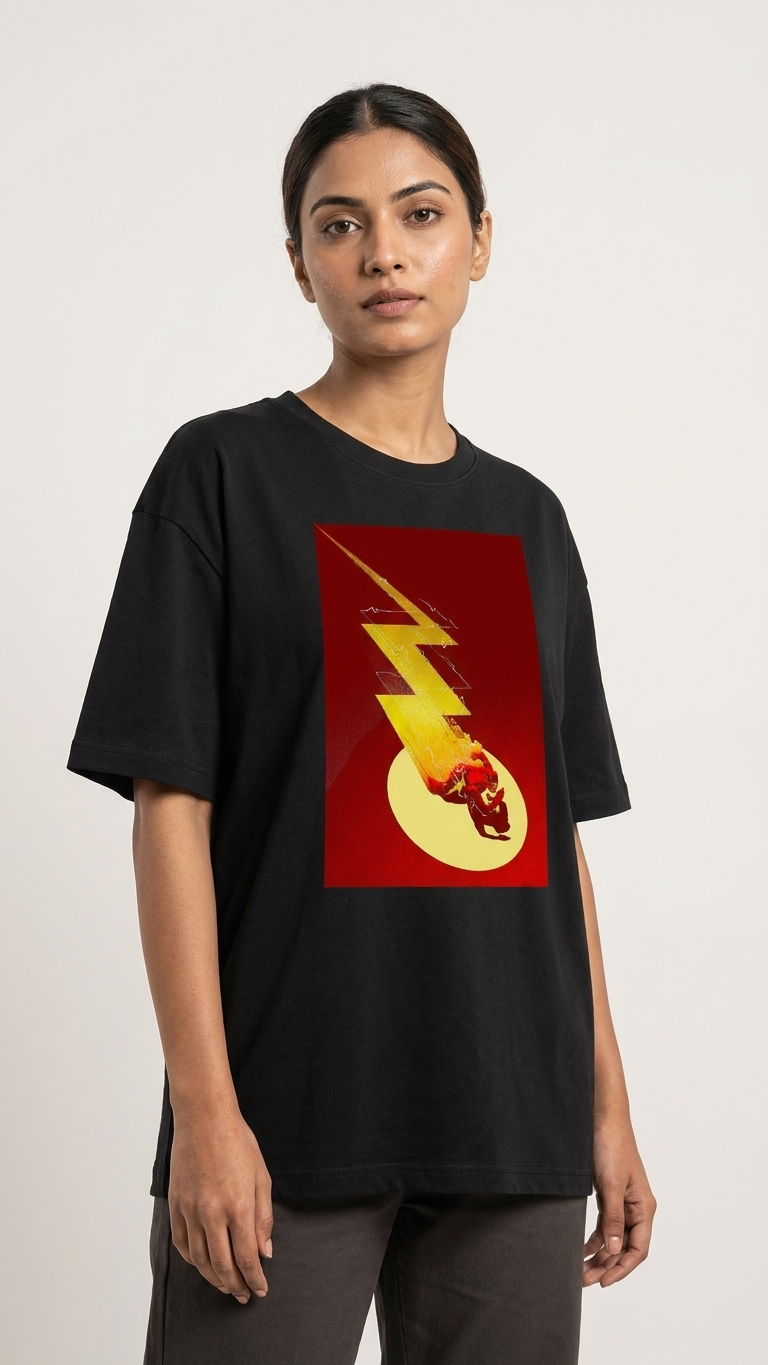 The Flash Lightning Logo Graphic Black T-Shirt