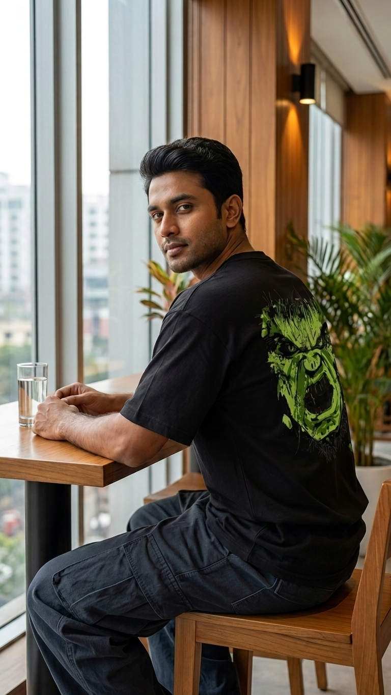 Black T-shirt featuring The Incredible Hulk artwork with a large front graphic, Hulk-themed back print, and Hulk Smash chest graphic.