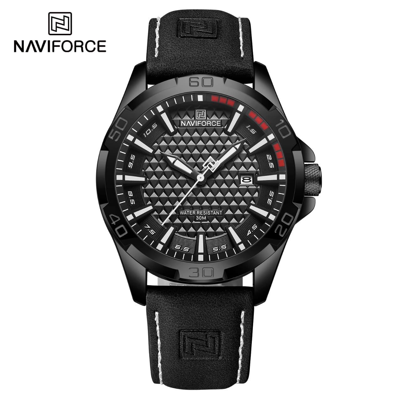 NAVIFORCE NF8023 Premium Genuine Leather Luxury Men’s Watch Black