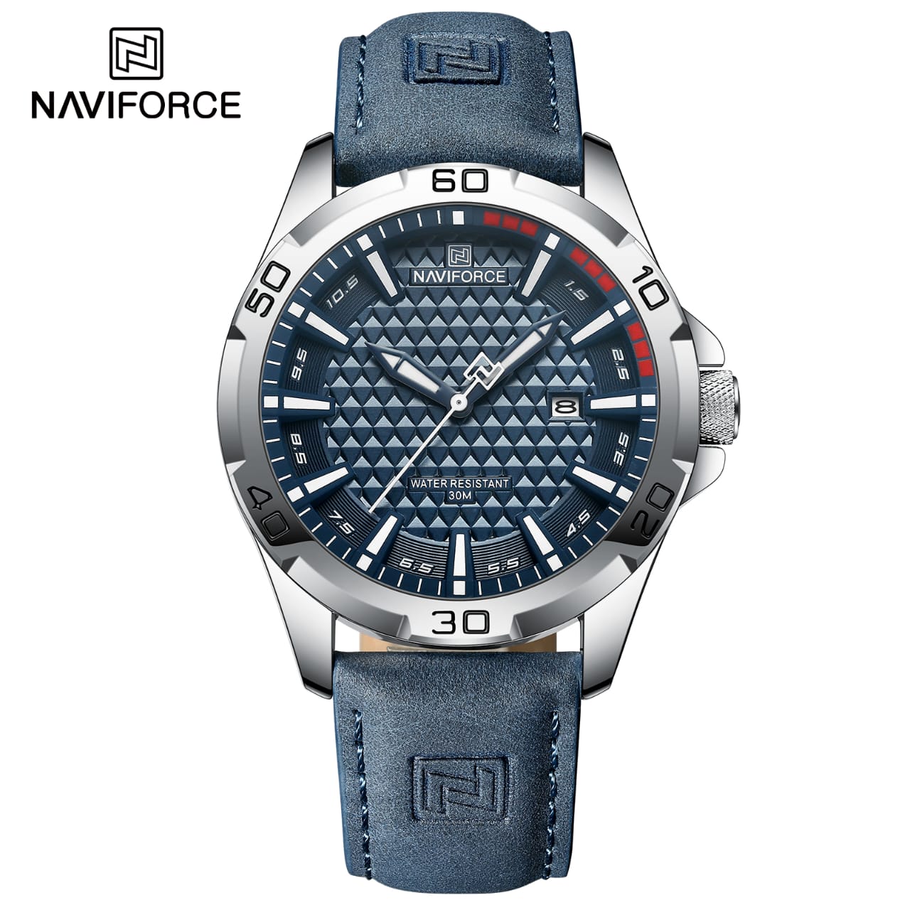NAVIFORCE NF8023 Premium Genuine Leather Luxury Men’s Watch_Blue