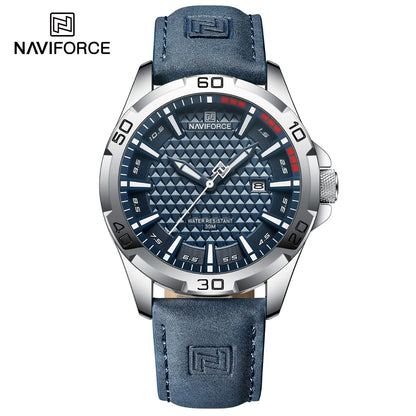 NAVIFORCE NF8023 Premium Genuine Leather Luxury Men’s Watch_Blue