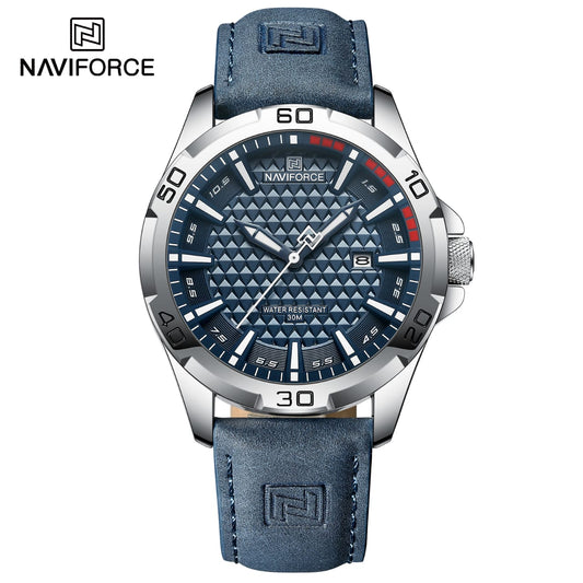 NAVIFORCE NF8023 Premium Genuine Leather Luxury Men’s Watch_Blue
