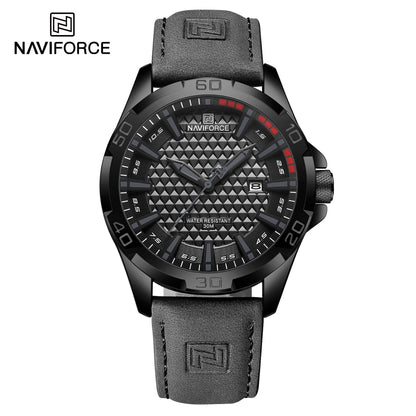 NAVIFORCE NF8023 Premium Genuine Leather Luxury Men’s Watch Granite gray