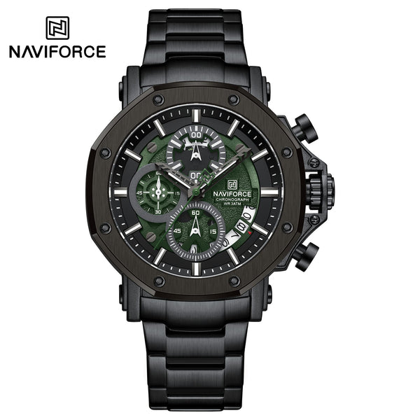 NAVIFORCE NF8065 Premium Stainless Steel Chronograph Men’s Watch Black Green