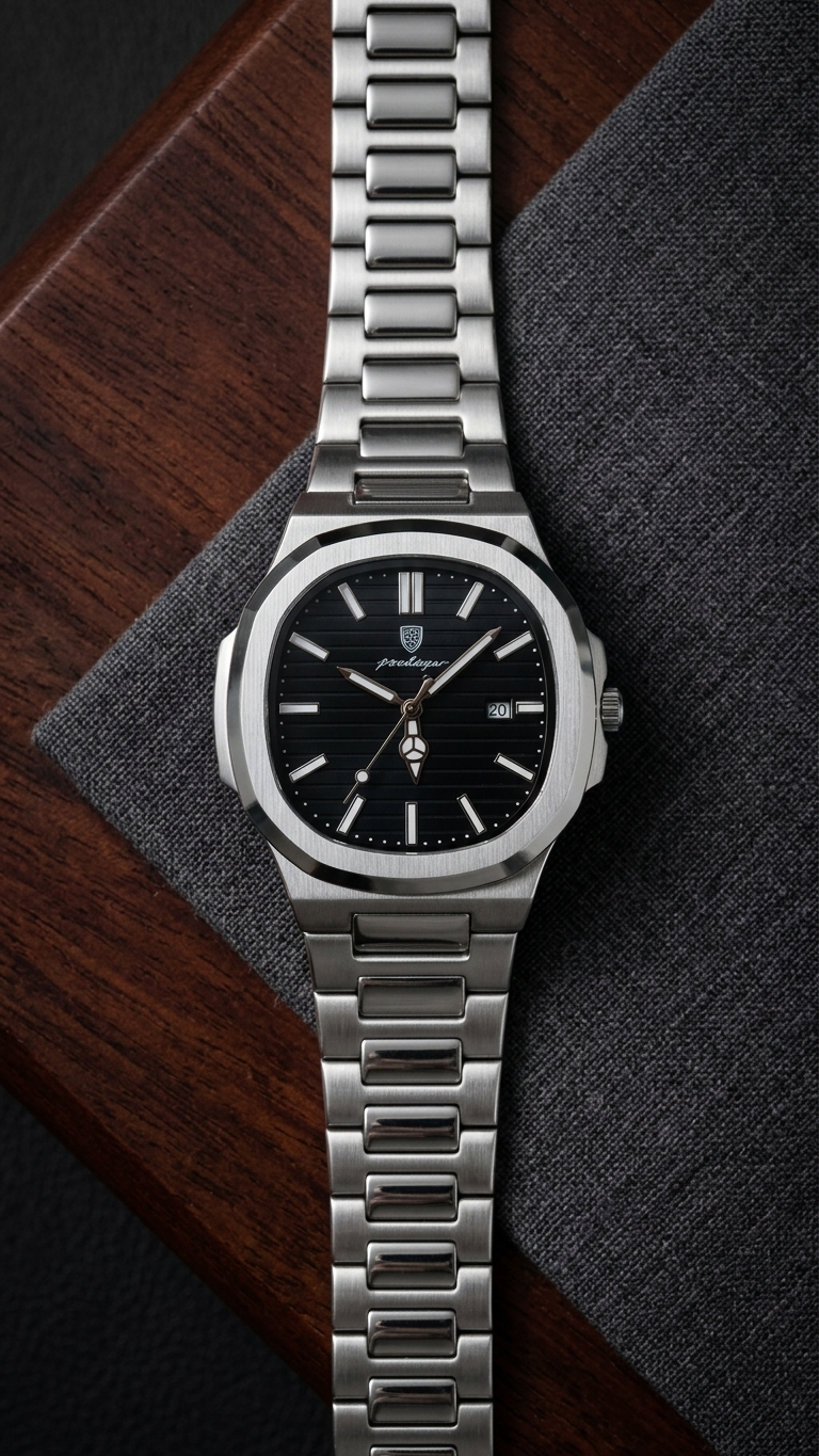 POEDAGAR 922 Nautilus Series - Premium Gradient Dial Men's Watch_Black