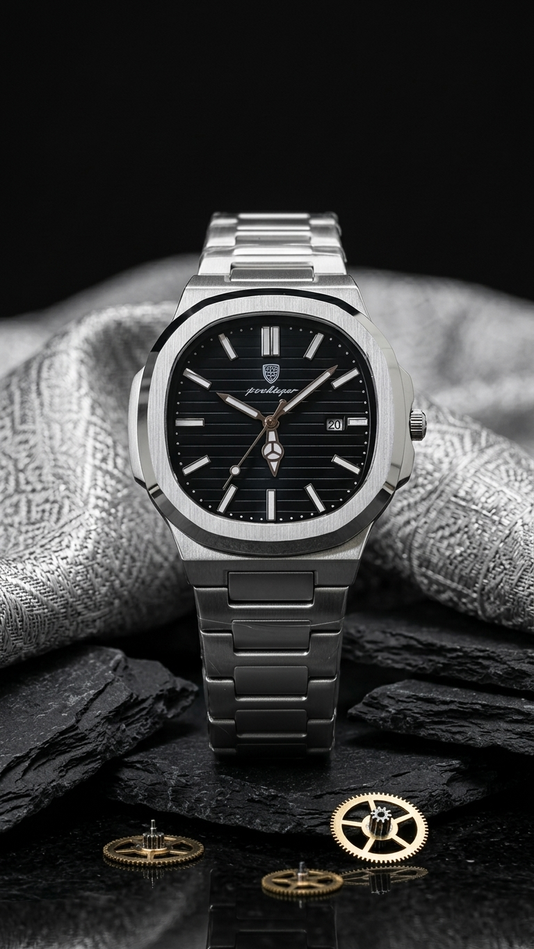 POEDAGAR 922 Nautilus Series - Premium Gradient Dial Men's Watch_Black
