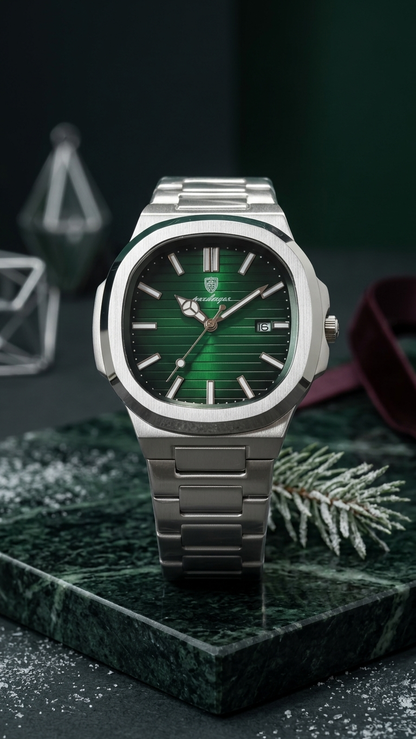POEDAGAR 922 Nautilus Series - Premium Gradient Dial Men's Watch_Emarald Green