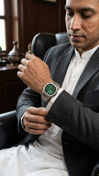 POEDAGAR 922 Nautilus Series - Premium Gradient Dial Men's Watch_Emarald Green