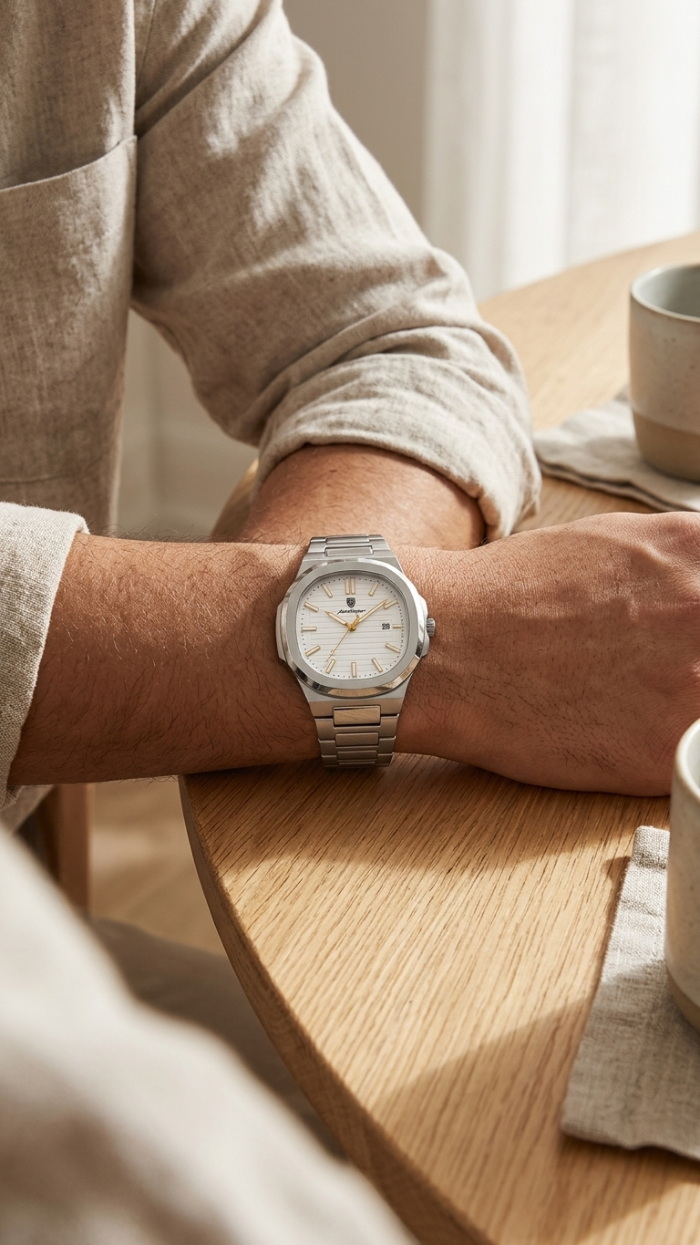 POEDAGAR 922 Nautilus Series - Premium Gradient Dial Men's Watch_White