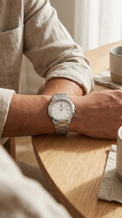 POEDAGAR 922 Nautilus Series - Premium Gradient Dial Men's Watch_White