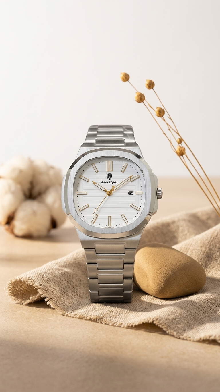 POEDAGAR 922 Nautilus Series - Premium Gradient Dial Men's Watch_White