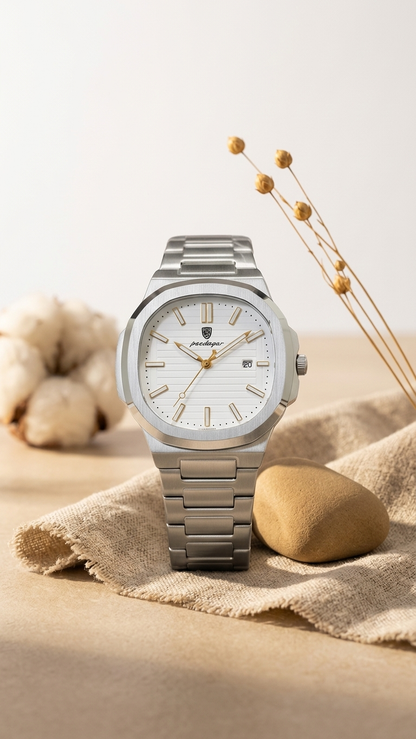 POEDAGAR 922 Nautilus Series - Premium Gradient Dial Men's Watch_White