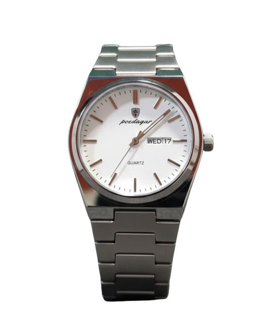 POEDAGAR 930B Men's Silver White Alloy Executive Watch