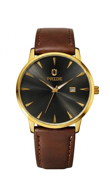 PRIDE_MT-A3898_Legacy_Edition_-_Premium_Men_s_Leather_Watch_Black dial & brown bar