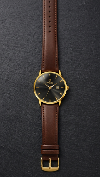 PRIDE_MT-A3898_Legacy_Edition_-_Premium_Men_s_Leather_Watch_Black dial & brown bar