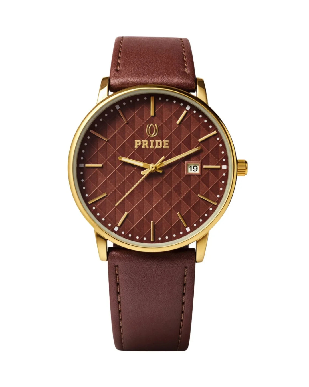 Pride MT-A3861 Classic Beige Men's Watch with Brown Leather Strap