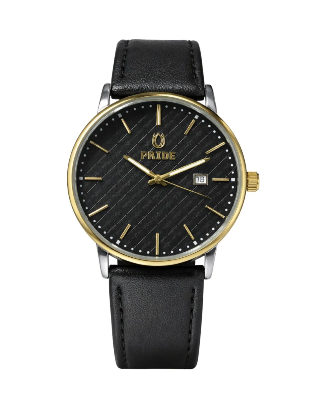 Pride MT-A3861 Classic Black  Men's Watch with Brown Leather Strap