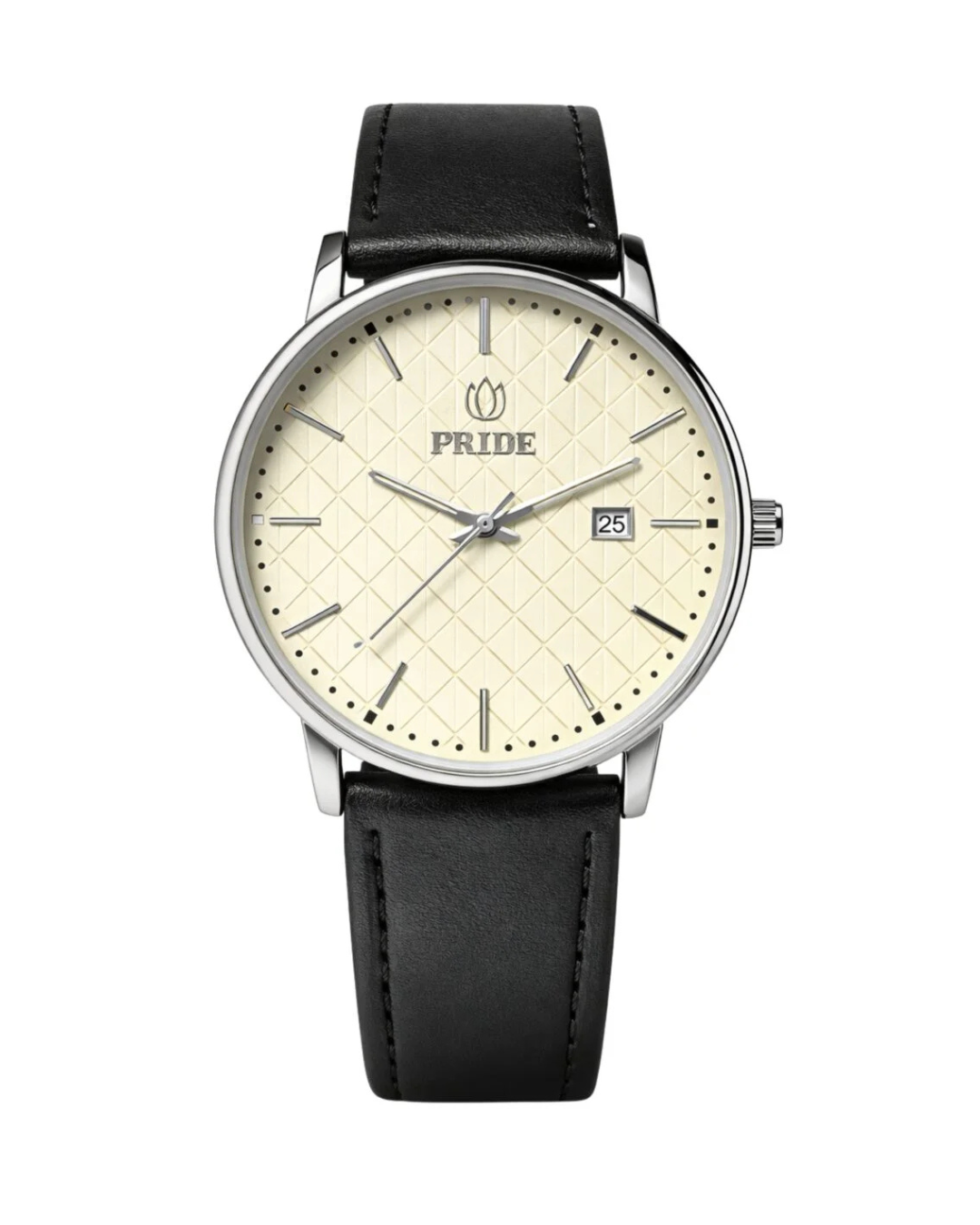 Pride MT-A3861 Classic Cream Black  Men's Watch with Brown Leather Strap