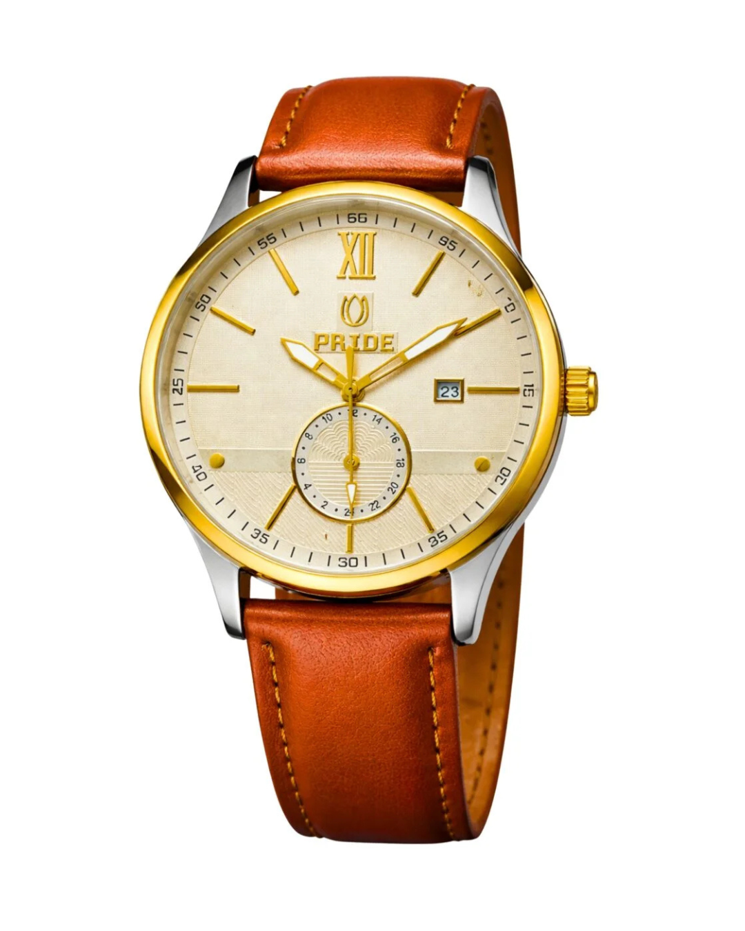 Pride MT-A3863 Cream Men's Watch with Black Leather Strap and Japan Movement