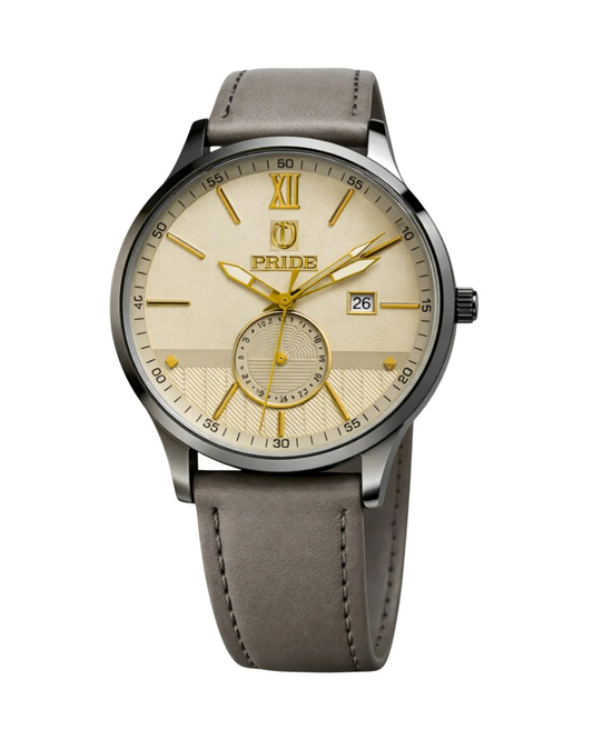 Pride MT-A3863 Gray Men's Watch with Black Leather Strap and Japan Movement