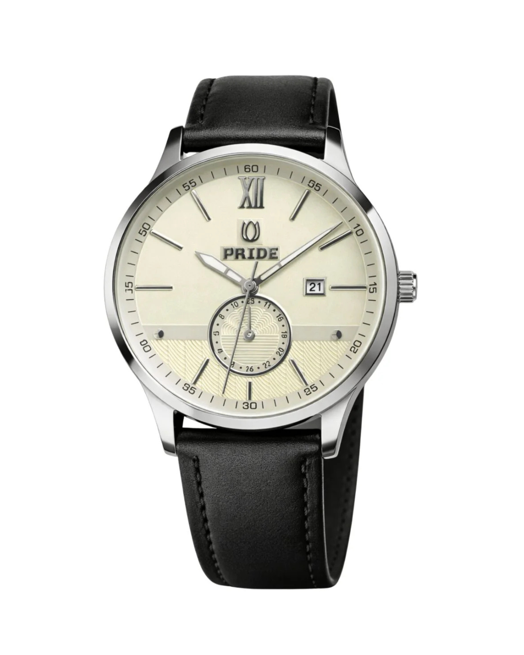 Pride MT-A3863 White Men's Watch with Black Leather Strap and Japan Movement