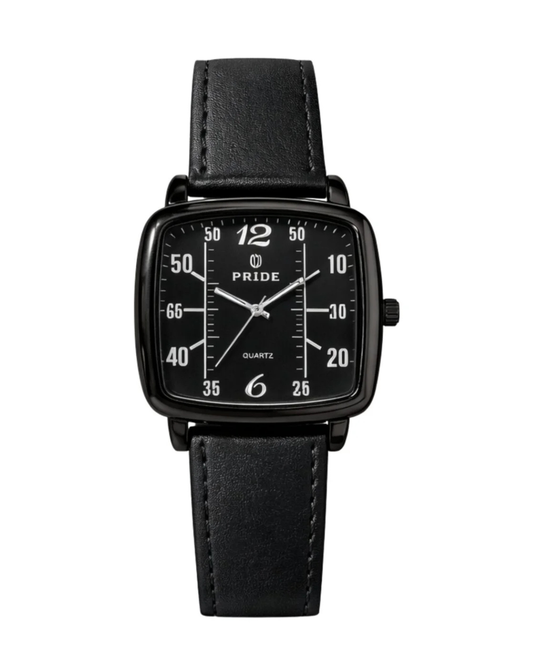 Pride No-4952 Premium Black Men's Watch with Brown Leather Strap