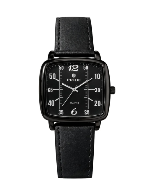 Pride No-4952 Premium Black Men's Watch with Brown Leather Strap