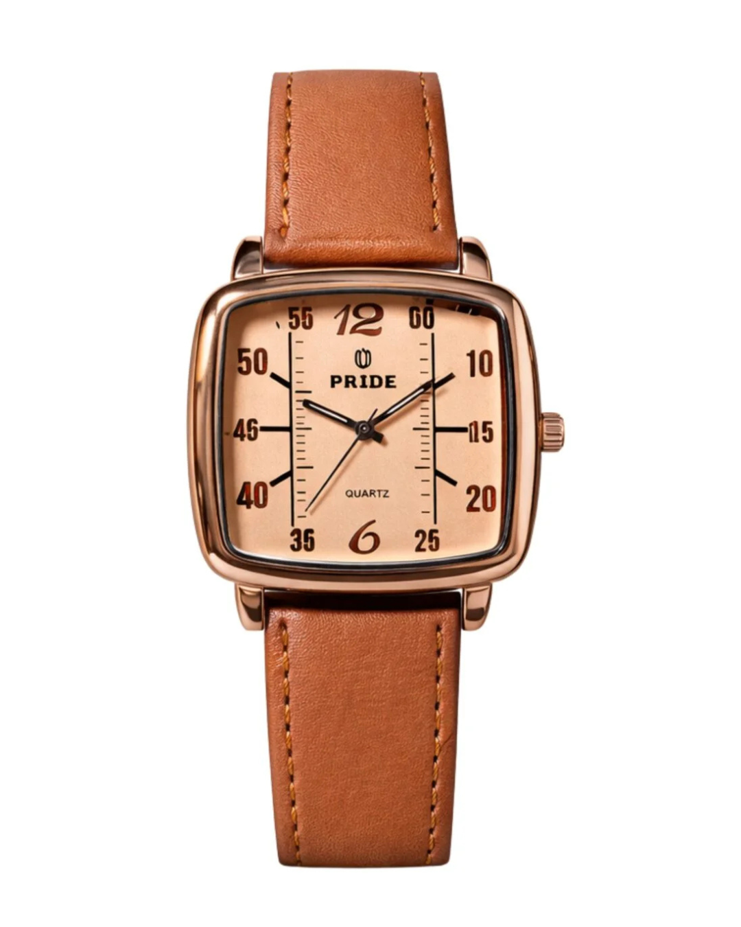 Pride No-4952 Premium Pink Men's Watch with Brown Leather Strap