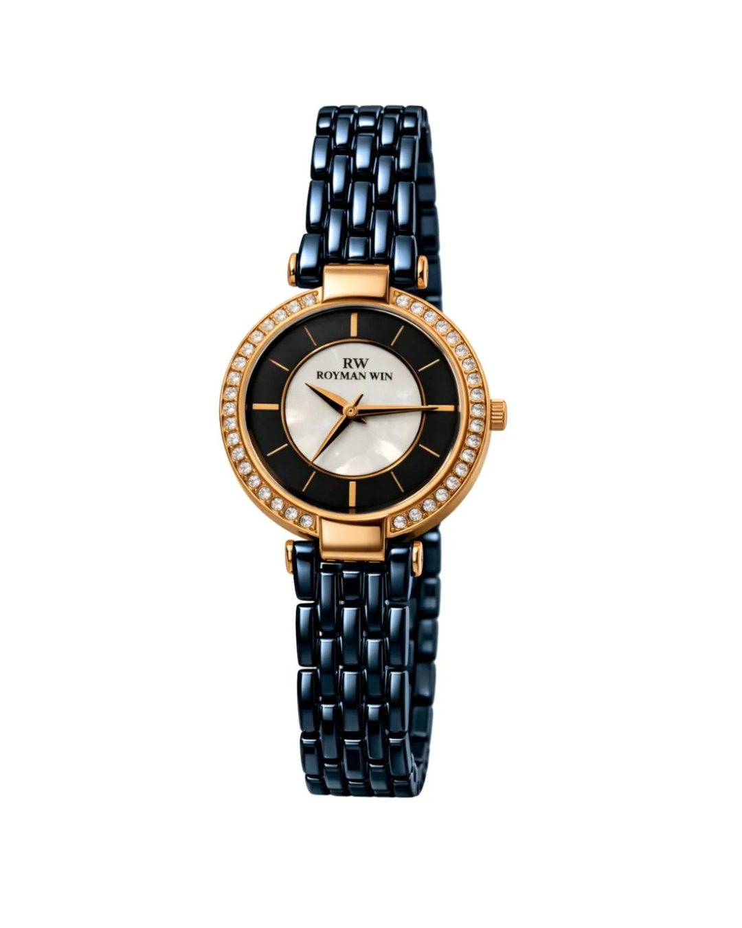 ROYMAN WIN RW-8001 Women's 18K Gold Plated Blue Chain Watch
