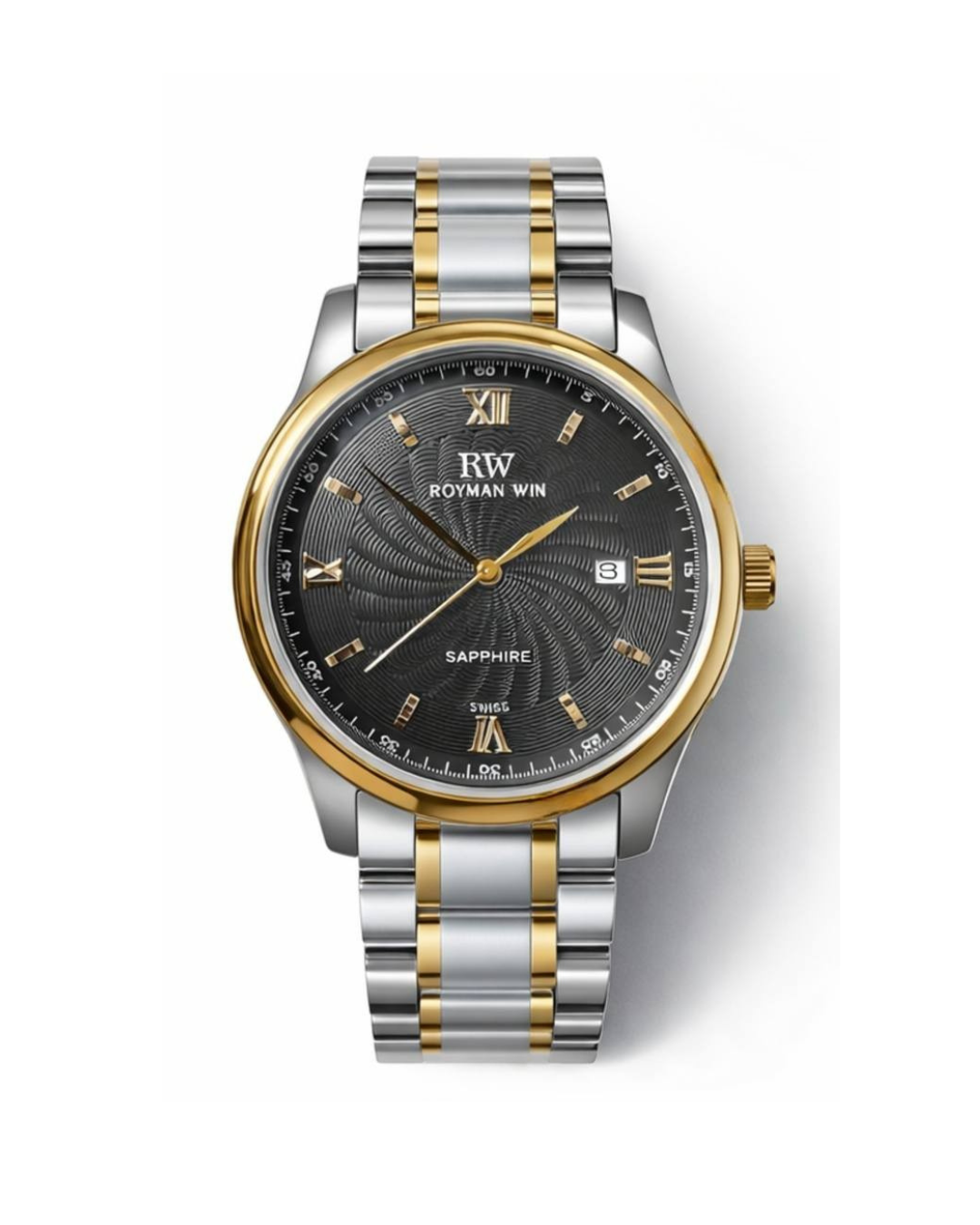 ROYMAN WIN RW-9001 Golden Black Dial Luxury Quartz Watch