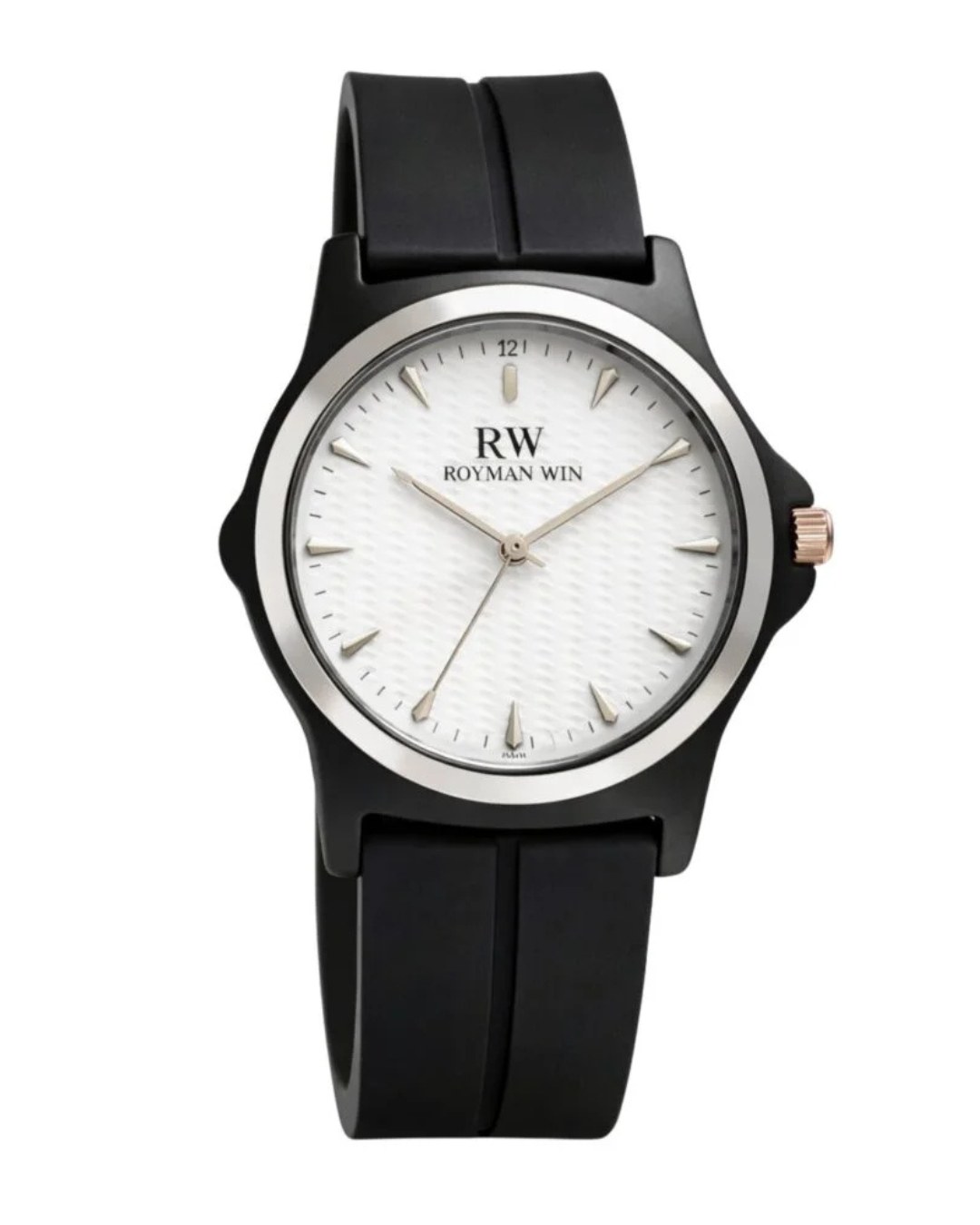 ROYMAN WIN RWB-1001 100% Waterproof Men's Watch with White Dial and Black Band   