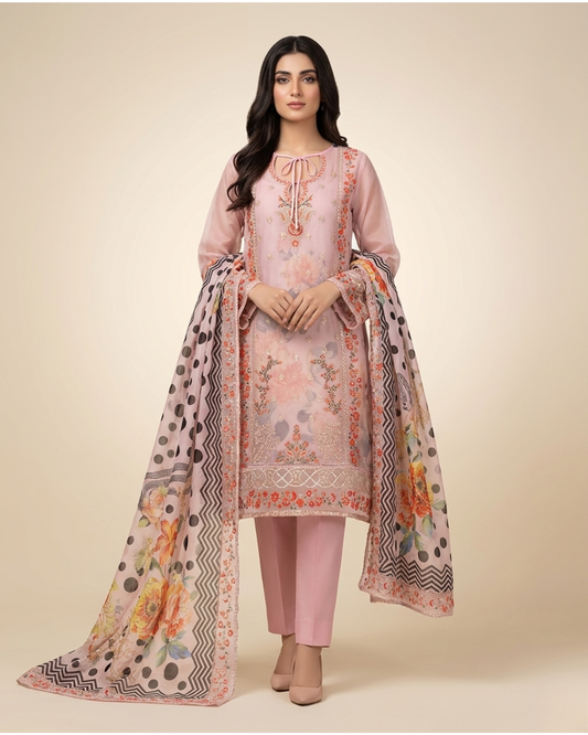 Royal Golden Sand Embroidered Premium Three-Piece Set.
