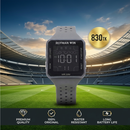 Royman Win men's grey digital watch with rectangular display