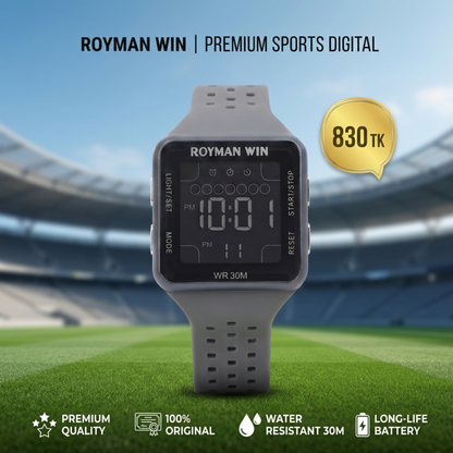 Royman Win men's grey digital watch with rectangular display