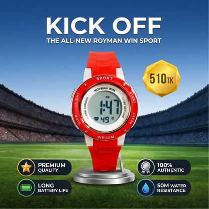 RoymanWinSportDigitalWatch_RedSiliconeStrapWR50M_R